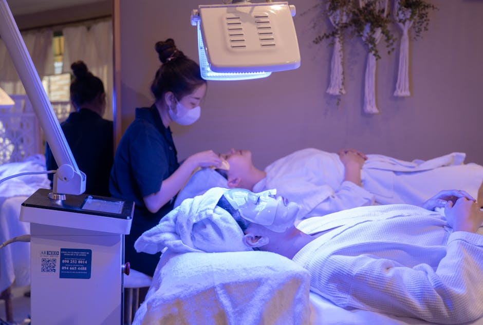 Adelaide skin clinic IPL device positioned for pigmentation treatment with eye-protection in place